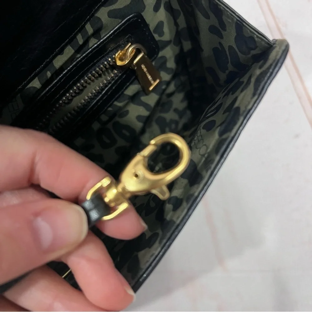 Rebecca Minkoff Weaved Leather Gold Buckle Envelope Clutch Purse